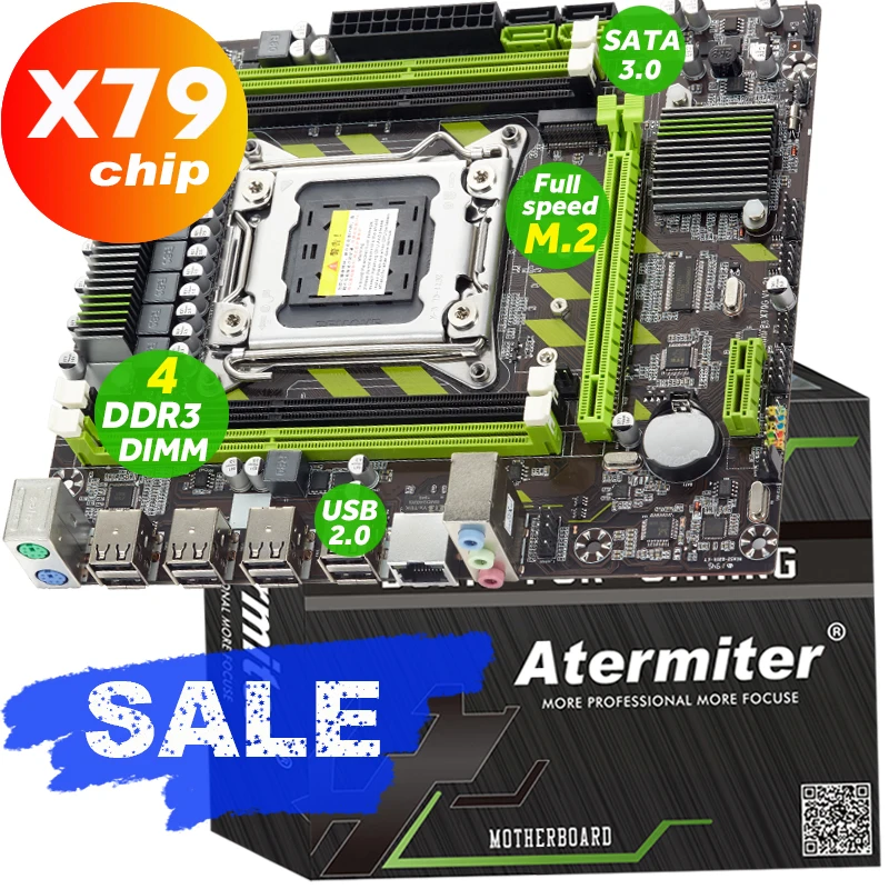 Atermiter X79G X79 Материнская плата LGA 2011 USB2.0 SATA3 Поддержка REG ECC Память и процессор Xeon E5 4 DDR3 PCI-E NVME M.2 на.