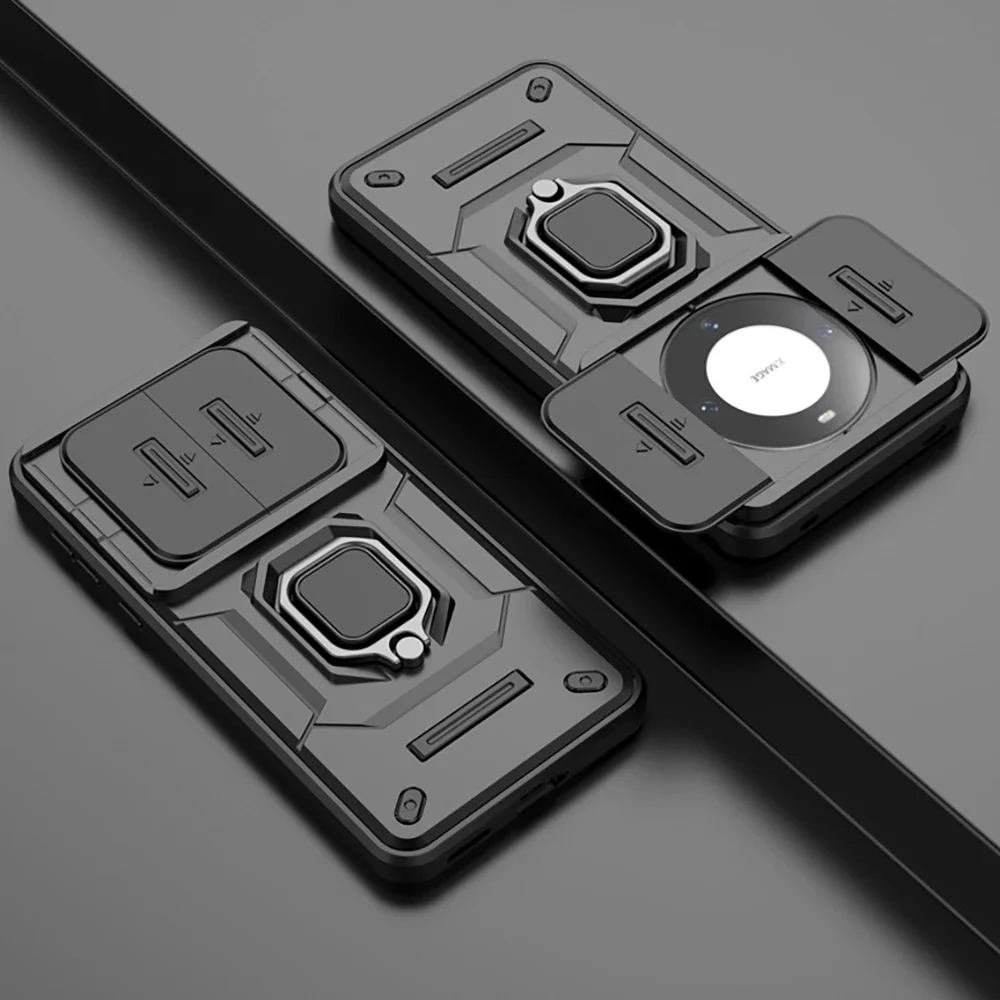 

Shockproof Case For Huawei Mate 60 Pro Plus 5G Ring Slide Camera Protect Back Cover Huawei Mate 60 Pro Case Mate 60Pro+ Etui