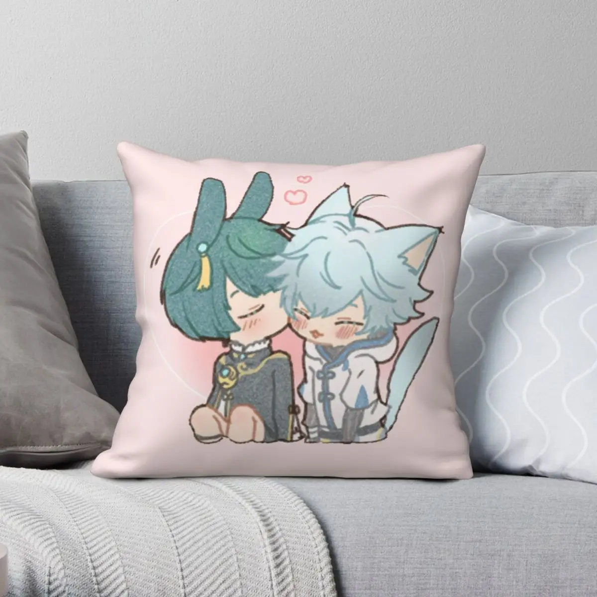 

Genshin Impact Chibi Xingyun квадратная наволочка из полиэстера и льна с бархатным узором и молнией