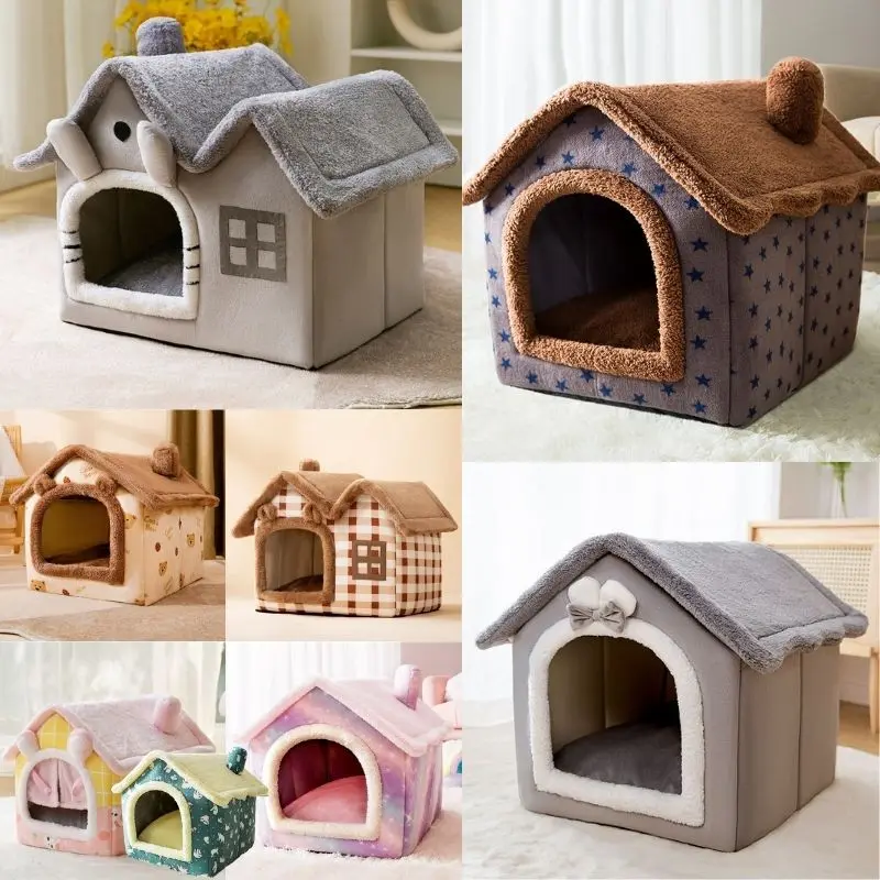

Dog Kennel Small Medium Dog Winter Warm House Type Closed Cat Kennel Four Seasons Universal Removable Washable Pet Kennel