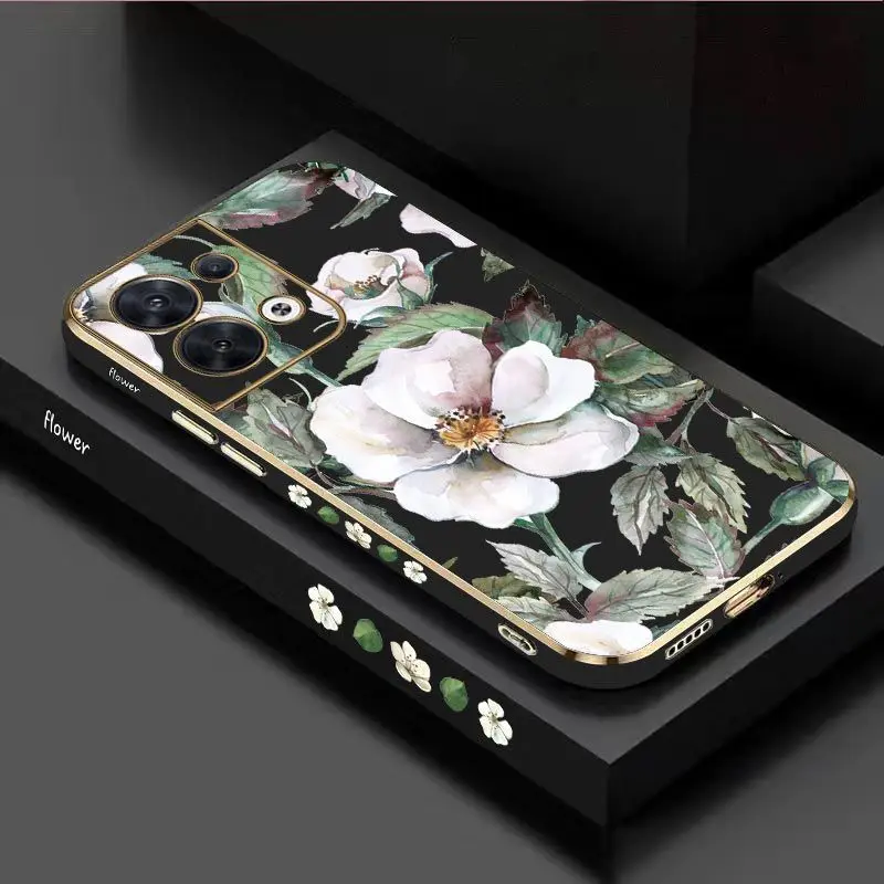 

Oil Painting Orchid Luxury Plating Phone Case For Oppo Reno 8T 8Z 8 6 7Z 6Z 7 Pro 6 Pro 9 Pro 8 Pro 5K 5 Pro 9 Pro Plus Cover