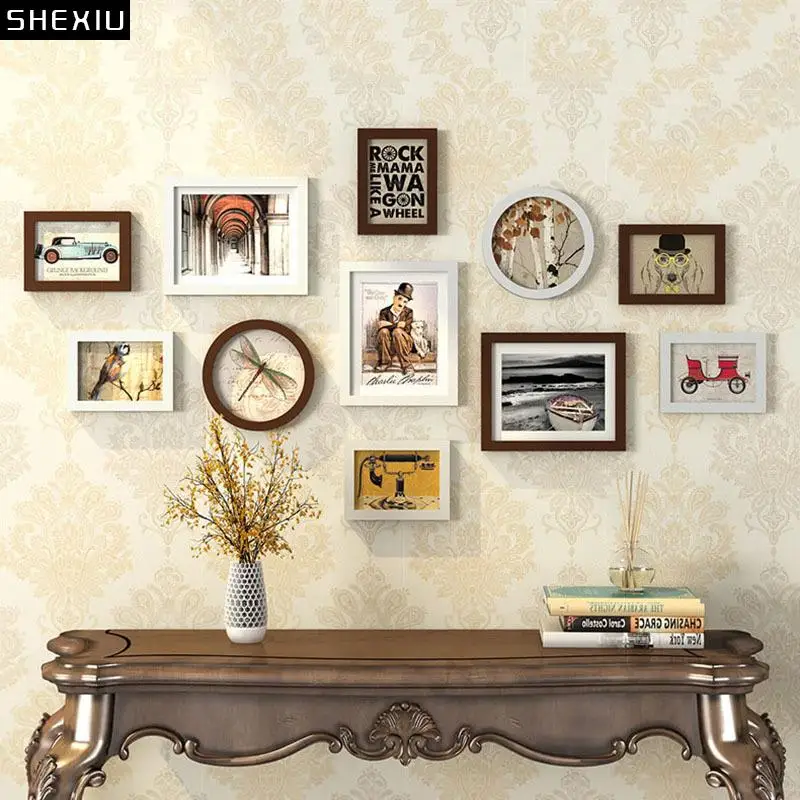 

Набор настенных фоторамок из массива дерева, эстетический декор для комнаты, Современная фоторамка, настенные подвесные украшения