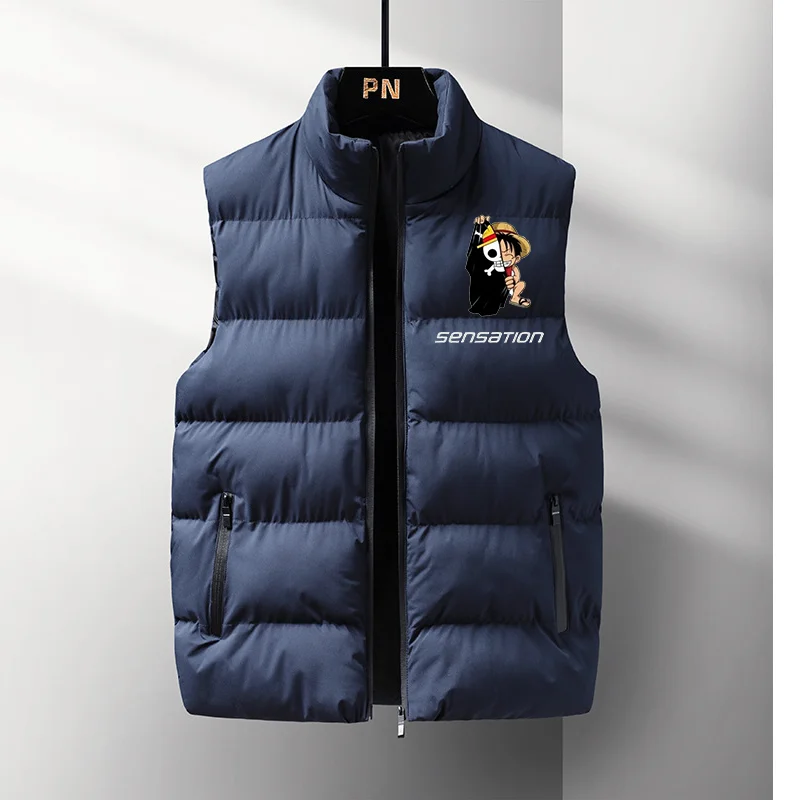 2023 autumn winter men's down cotton vest warm comfortable leisure solid color men's LOGO can be customized