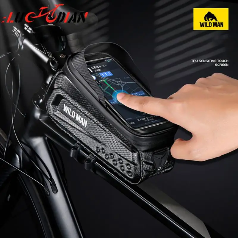 

Hard Shell Carbon Lines Road Bikes Package Sensitive Touch Screen Black Riding Equipment Ipx4 Waterproof 1l Upper Tube Bag