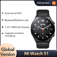 xiaomi mi watch s1 smartwatch 1 43 amoled display 12 days battery life wireless charging bluetooth%e2%84%a2 answer call wrist watch new