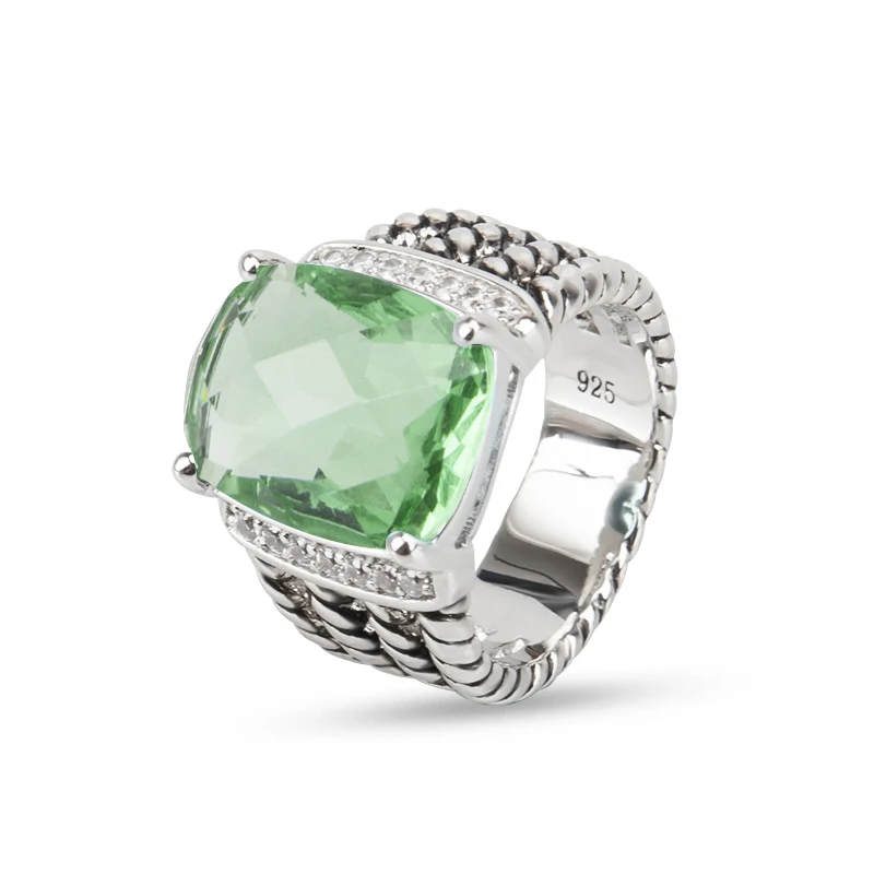 

JADE ANGEL Vintage Ring for Women Classic Ladies Rings Inlaid Green Prasiolite Zircon Fashion Jewelry Birthday Party Gift