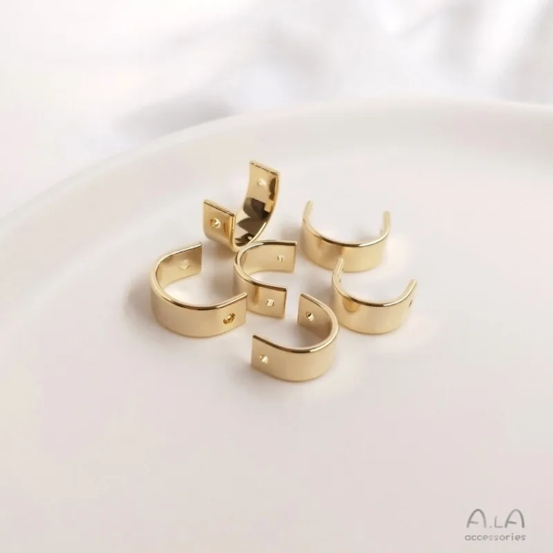 Фото Кольцо-коннектор из светлого золота 14K, U-образное, для бусин, ручной работы, для DIY-украшений, цепочек, полукруглых бусин, для пирсинга №1