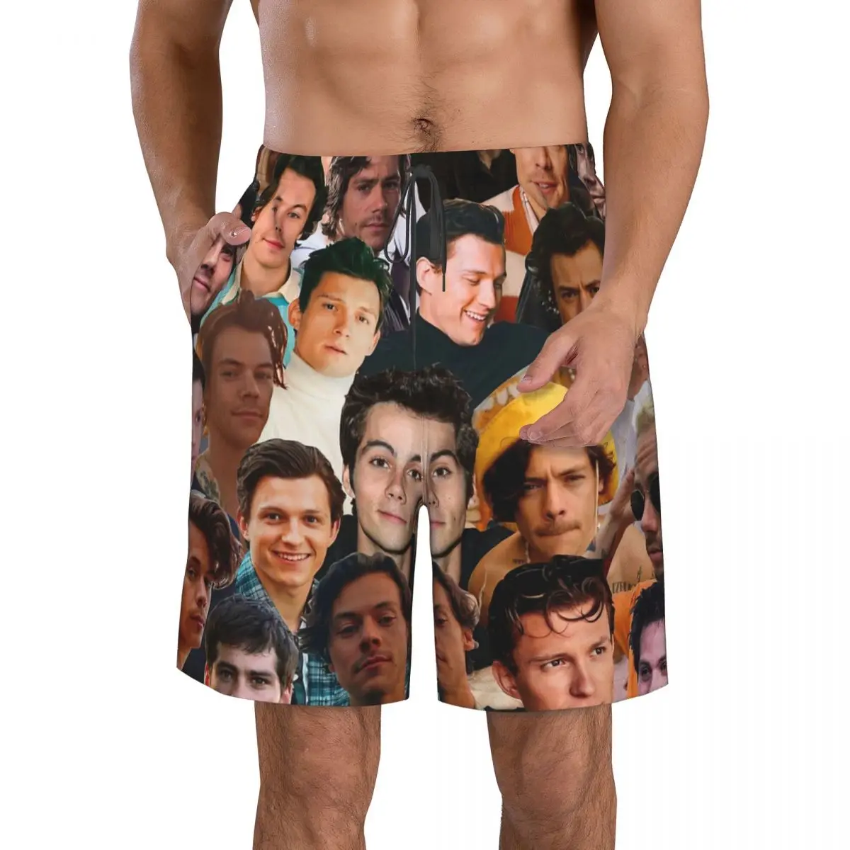 

Мужские пляжные шорты Renae, Быстросохнущий купальник с коллажем для фото, забавные уличные 3d-шорты для фитнеса