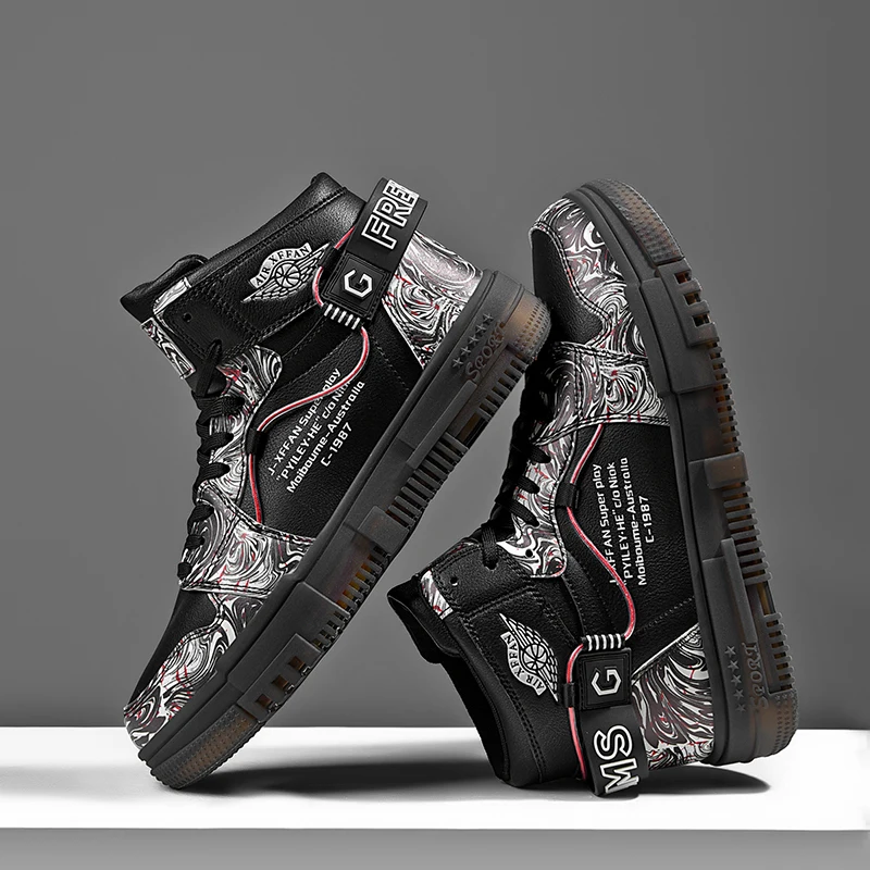 

2021 Winter Plus Velvet Warmth Non-Slip Wear-Resistant Men's Shoes cotton shoes High-Top Thick-Soled Trendy Casual Sneakers