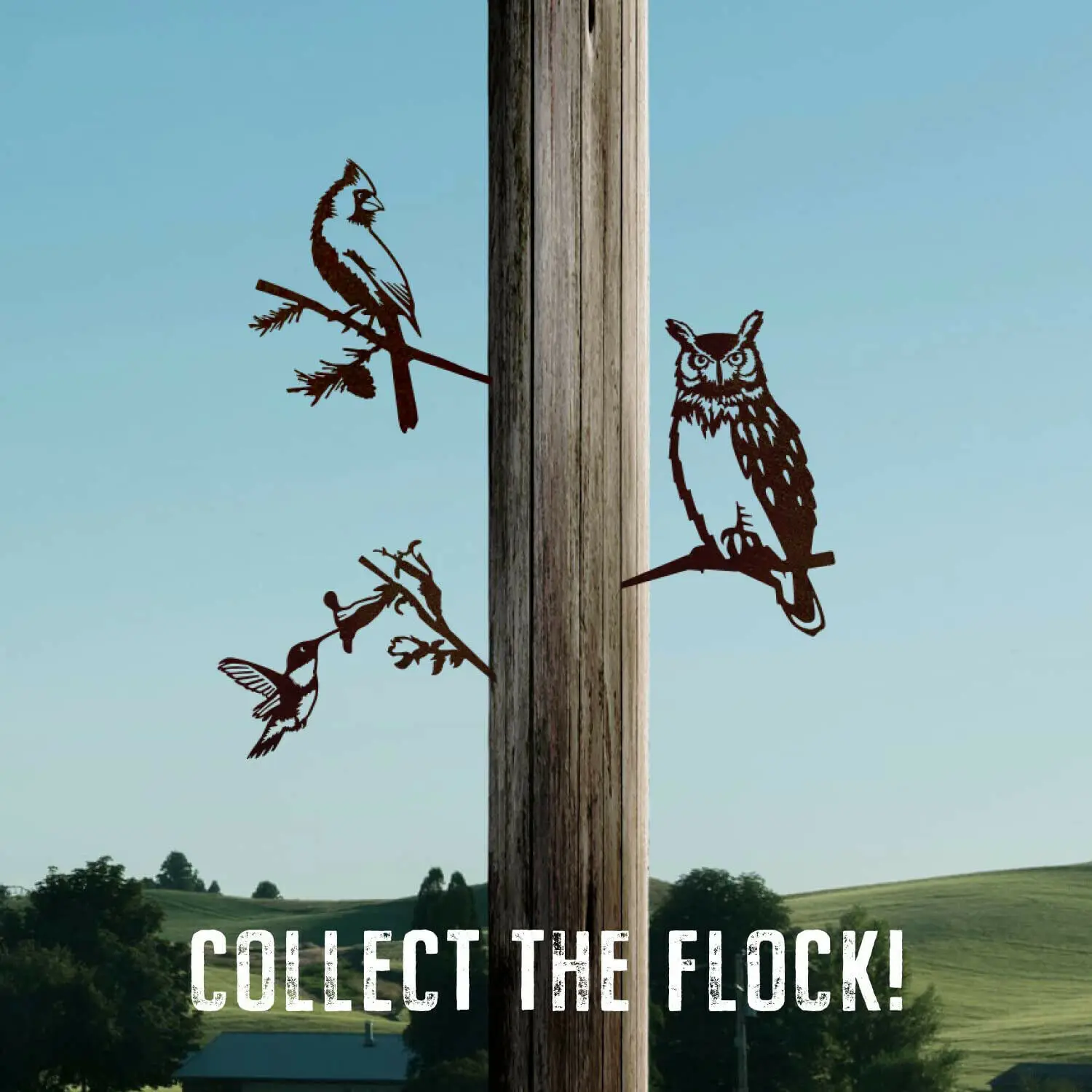 

Great Horned Owl Metal Bird - Outdoor Tree Ornaments - Metal Art Metalbird Plate Outdoor Garden Decor For Tree Fence Pole Wall