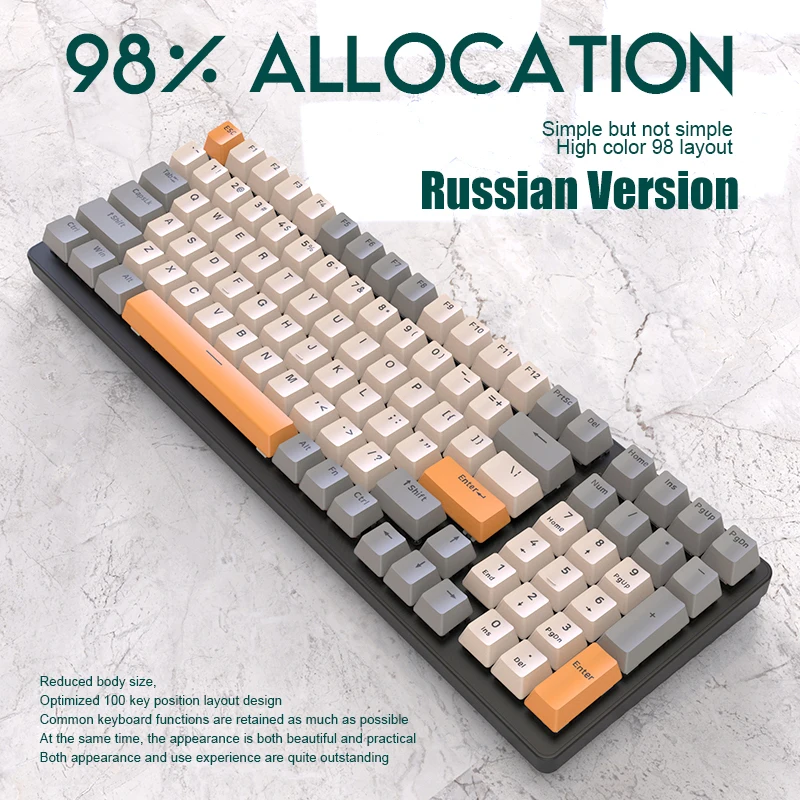 

K3 Russian Mechanical Keyboard 100 Keys RGB Hot-Swap Gaming Keyboard for Gamer Type-C Wired Keyboards Keycaps Pc Gamer