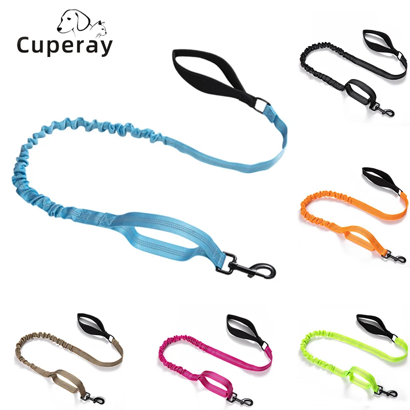 

Reflective Leash Outdoor Dog Walking Retractable Elastic Dog Leash Double Handle Nylon Tactical Dog Leash Explosion-proof Impact