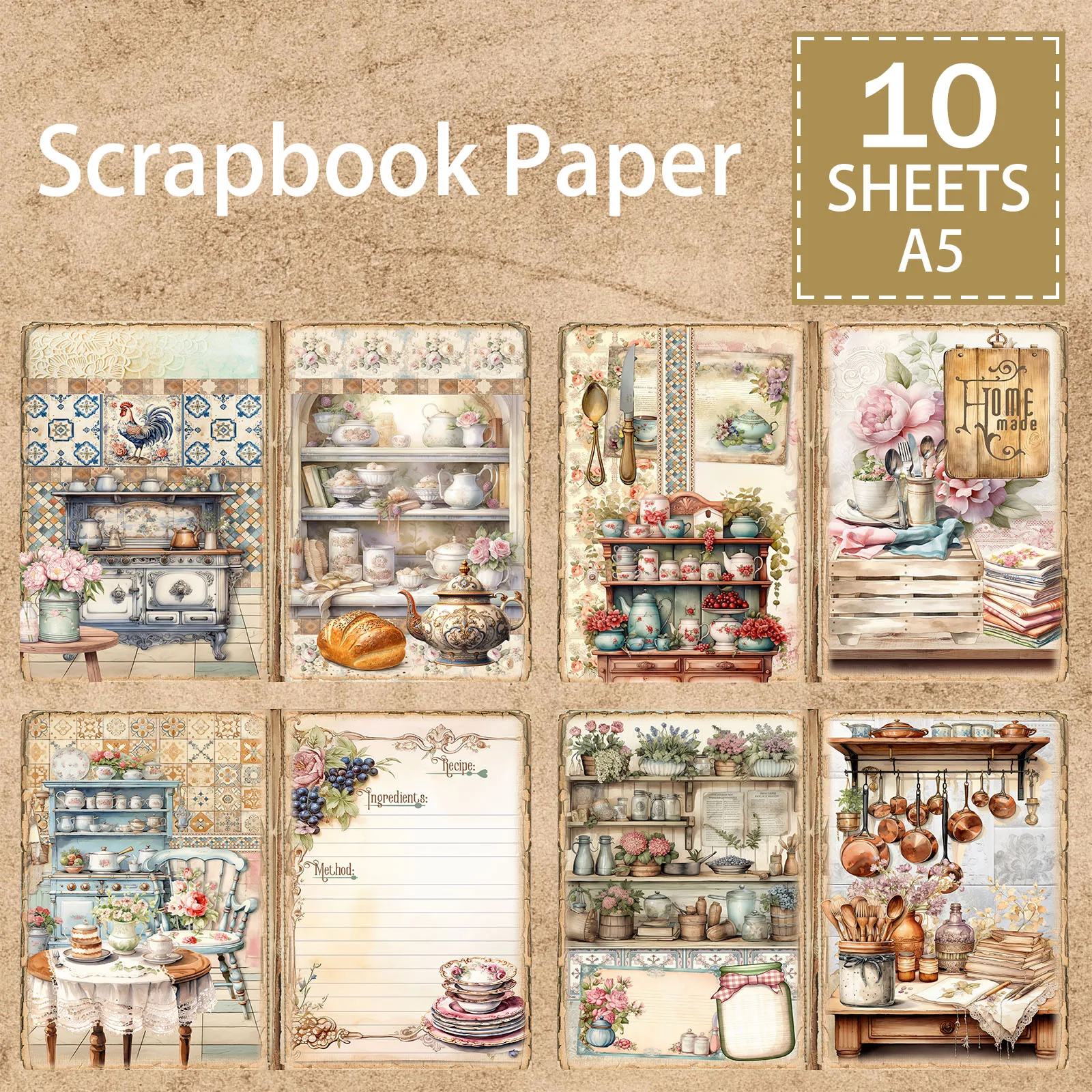 Шкафчик винтажный в стиле ретро 10 листов Размер A5