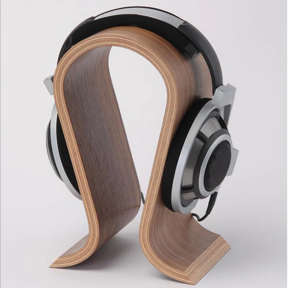 

Wooden Headset Stand Headphone Holder Bracket Metal Base Desk Organizer Shelf Rack Bamboo Wooden Storage Frame Stand Storage
