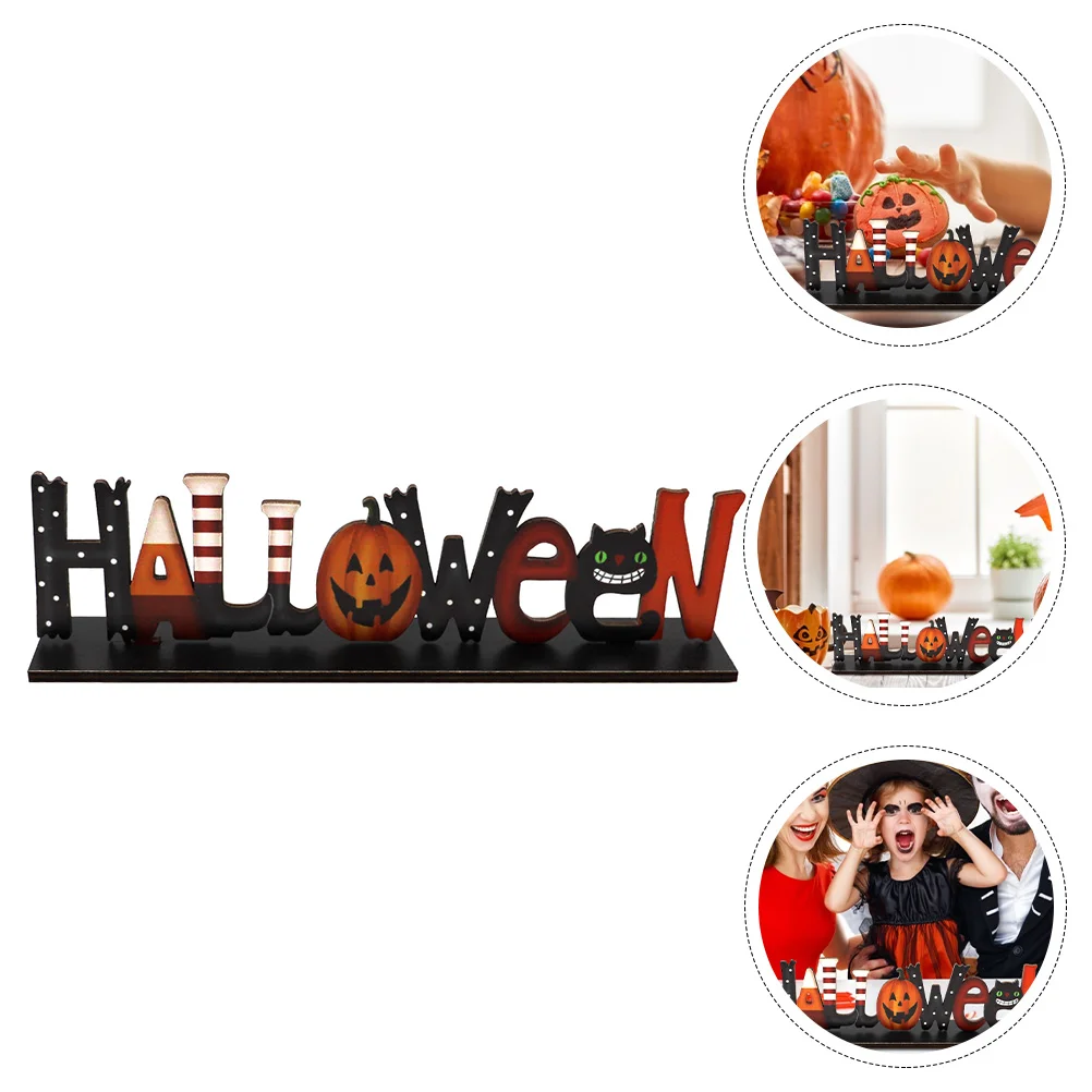

Sign Wooden Wood Party Signs Decor Table Decoration Centerpiece Desktop Decorations Happy Ornament Tray Tier Trick Or Treat