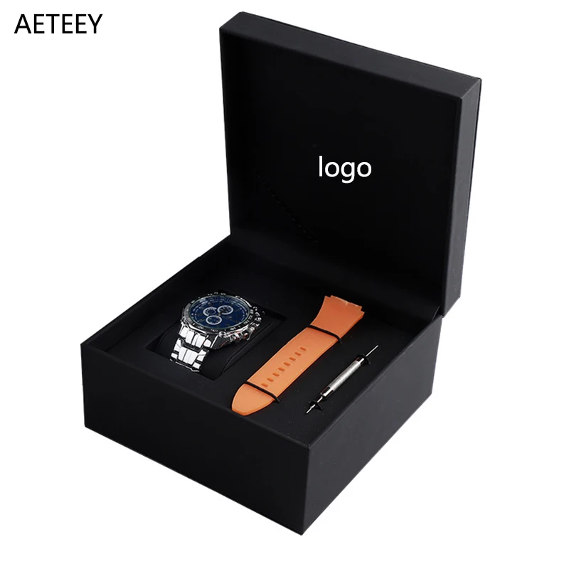 With Watch Band Adjuster Tools Watch Case Pu Flap Black  Watch Box Single Organizador Free Custom Logo