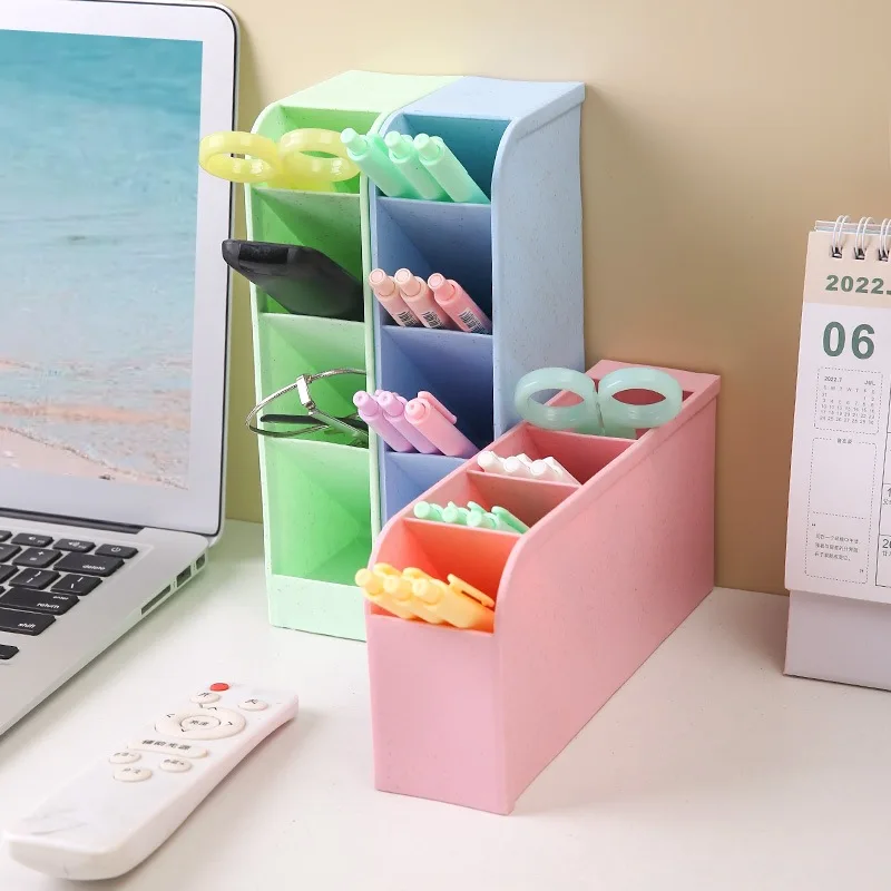 

4 Grid Diagonal Pen Holder Multifunctional Plastic Storage Box Desktop Sundries Sorting Box Multicolor Pen Container Office