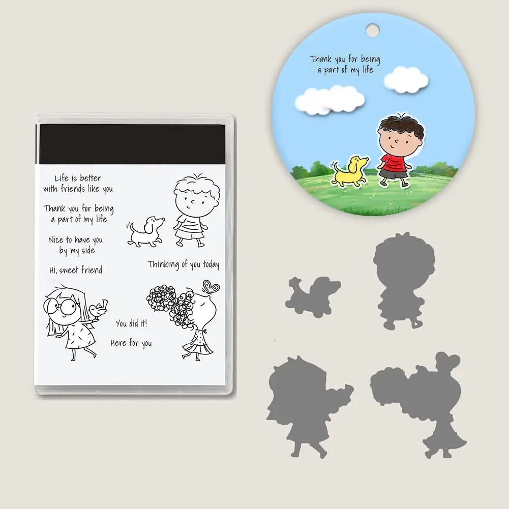 

stamps and dies 2022 new arrivals suit metal cutting dies Silicone multiple styles clear stamps parentchild children's happiness