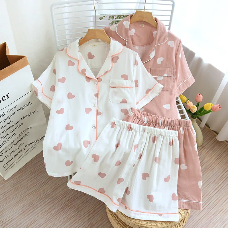 

Рубашка с коротким рукавом топы с шортами 2 шт. Домашняя одежда Пижамный костюм для женщин Одежда с маленьким принтом Heaar домашняя одежда для женщин