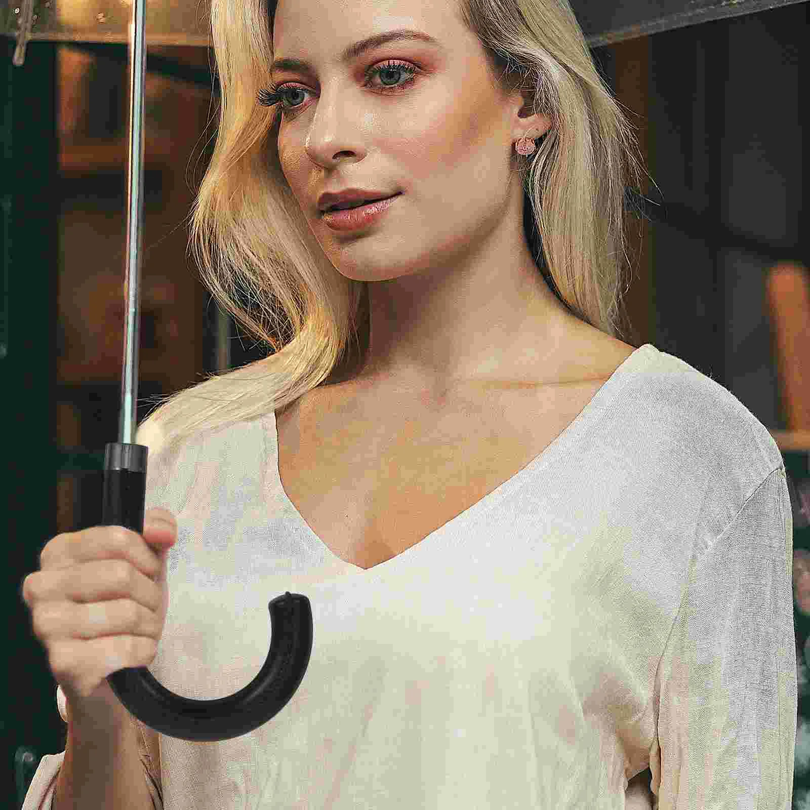 Зонт с крючком Ручка Трость Черные зонтики Компактная ручка для сменных УФ-ручек