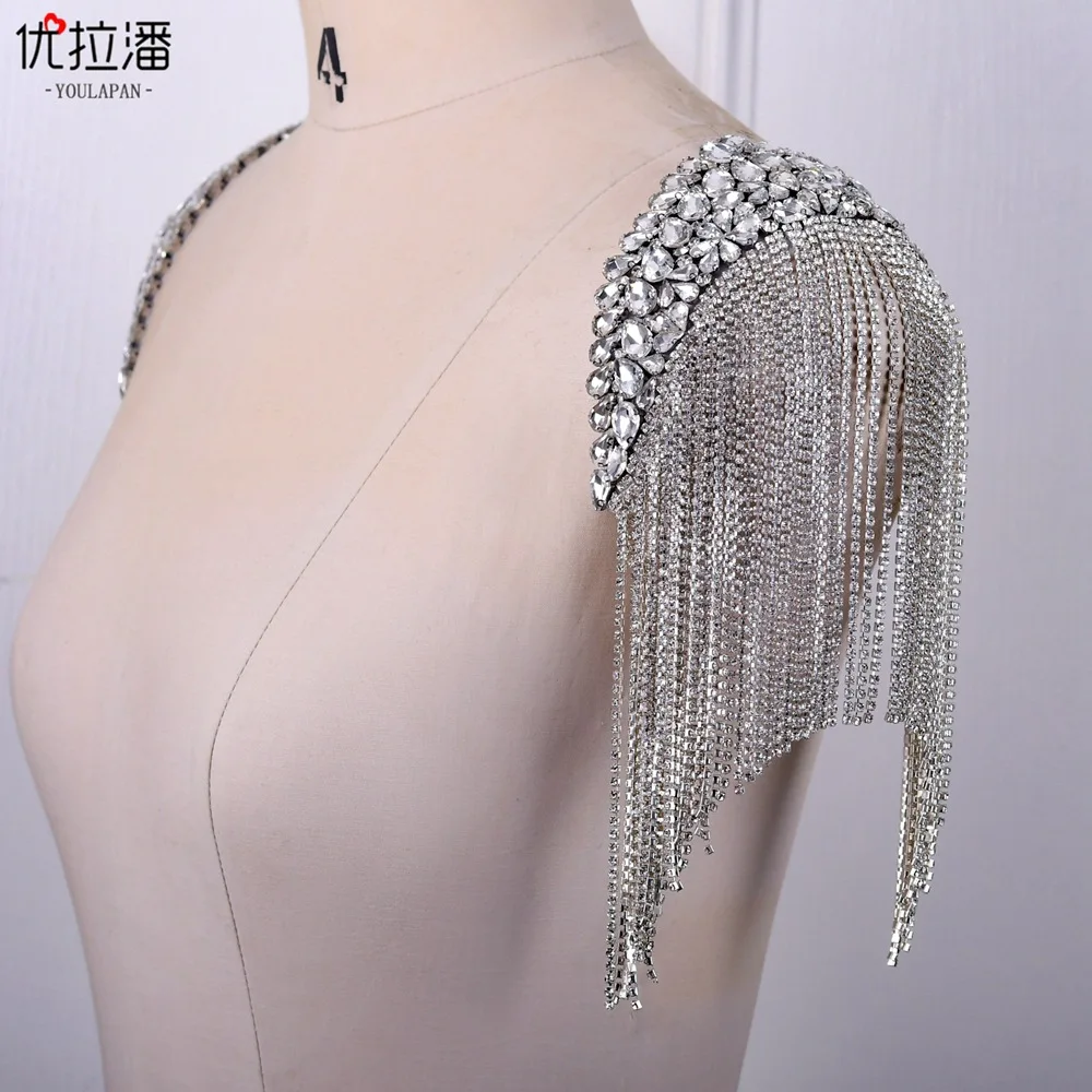 

Wedding Dress Clothing Accessories Diamond Piece Tassel Rhinestone Decoration Bride Shoulder Decoration Pure Hand Knitting