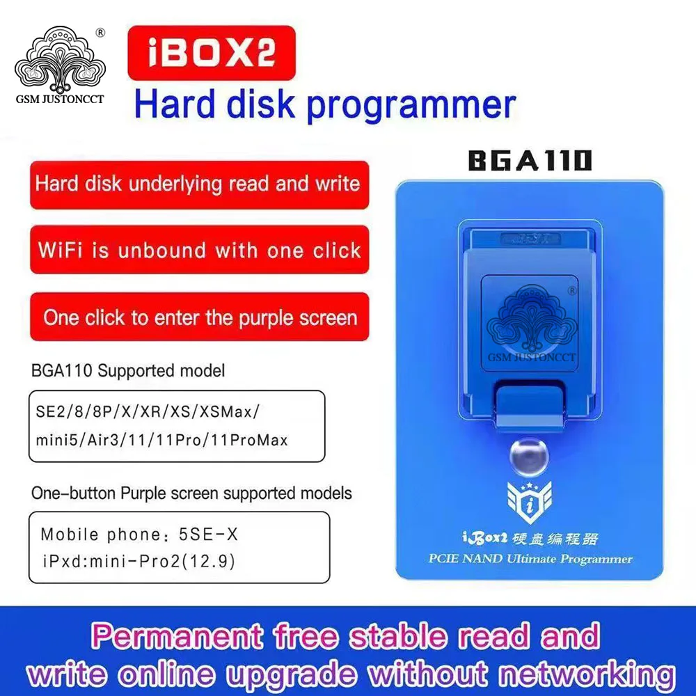 

Программатор жесткого диска ibox 2 JC P13 iRepair P12 PCIE NAND, DFU фиолетовый экран, инструмент для 5S-13 pro max SN, чтение, запись, Wi-Fi разблокировка