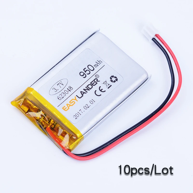 

10pcs/Lot 623048 3.7V 950mAh Lithium li Polymer Li-ion Rechargeable Battery For speaker small toys mp4 mp5 GPS PDA DVR 603050