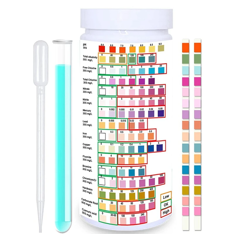 

Water Testing Strips For Drinking Water- EPA Level Home Use, Water Test Strips With Lead, Mercury, Iron, PH, Hardness