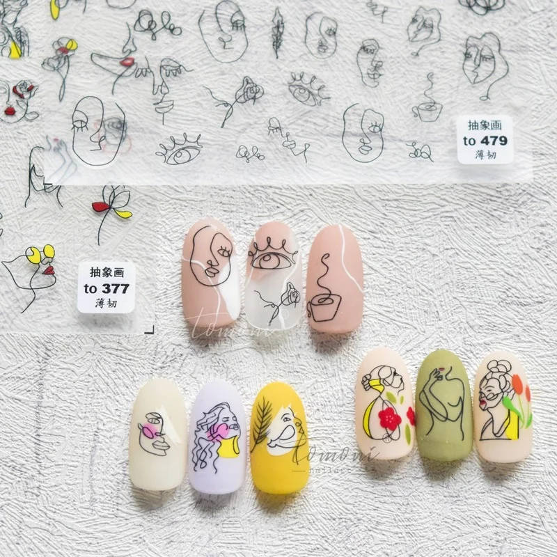 

Tomoni 5D Embossed Japanese Sticker Adhesive Geometric Abstract Image Lady Girl Face 5D Soft Reliefs Nail Art Stickers Slider