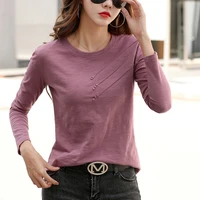 vintage long sleeve women loose solid t shirt 2022 autumn casual womens clothing new o neck korean top cotton tshirts femme