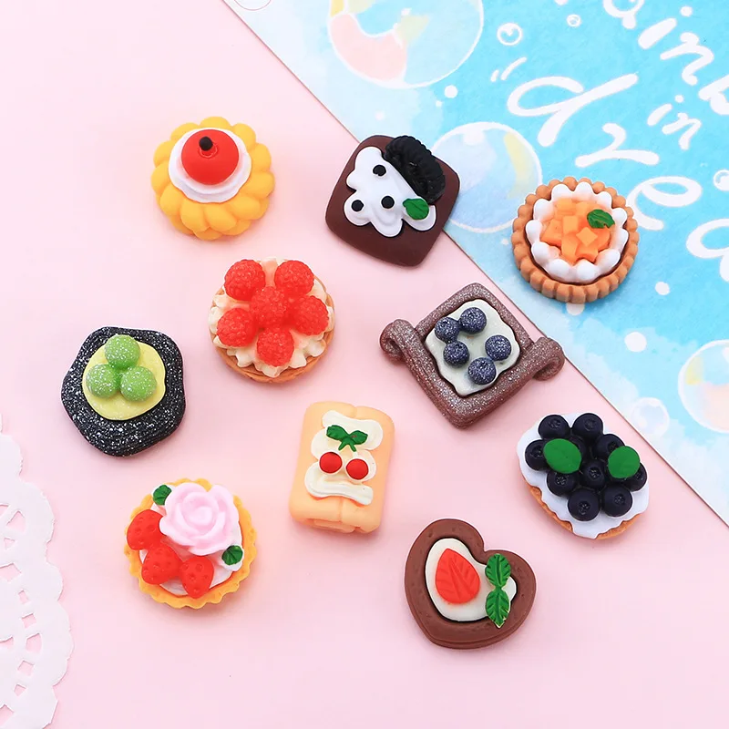 

Miniature Resin Fruit Cake Flatback Cabochon Scrapbooking For Phone Decoration DIY Jewelry Craft Dollhouse Accessories