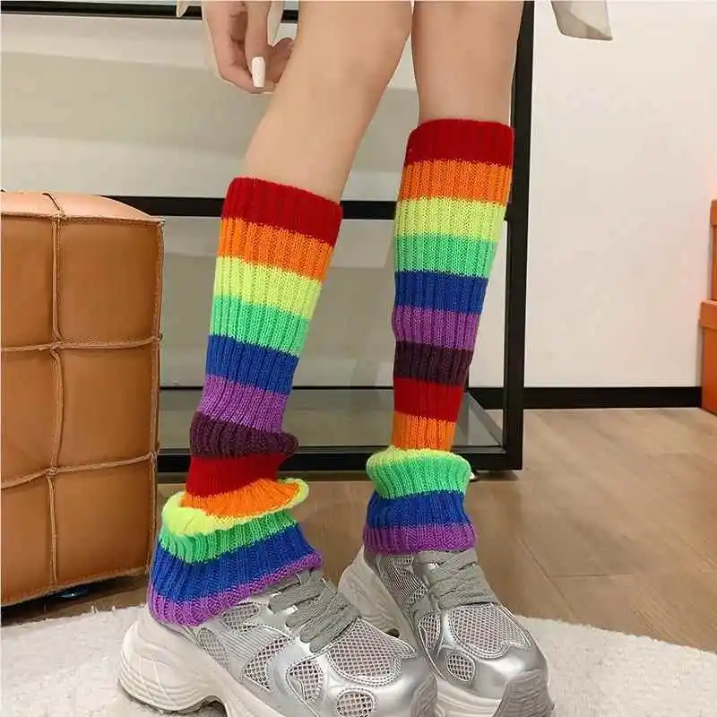 Вязаные полосатые носки Jk для ног серия дня рождения девочек с красным ворсом