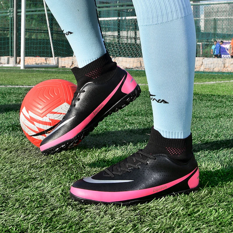 New Football Boots Men Unisex High Ankle Soccer Shoes Non-Slip Grass Soccer Cleats Men Football Sneakers Futsal Training Shoes
