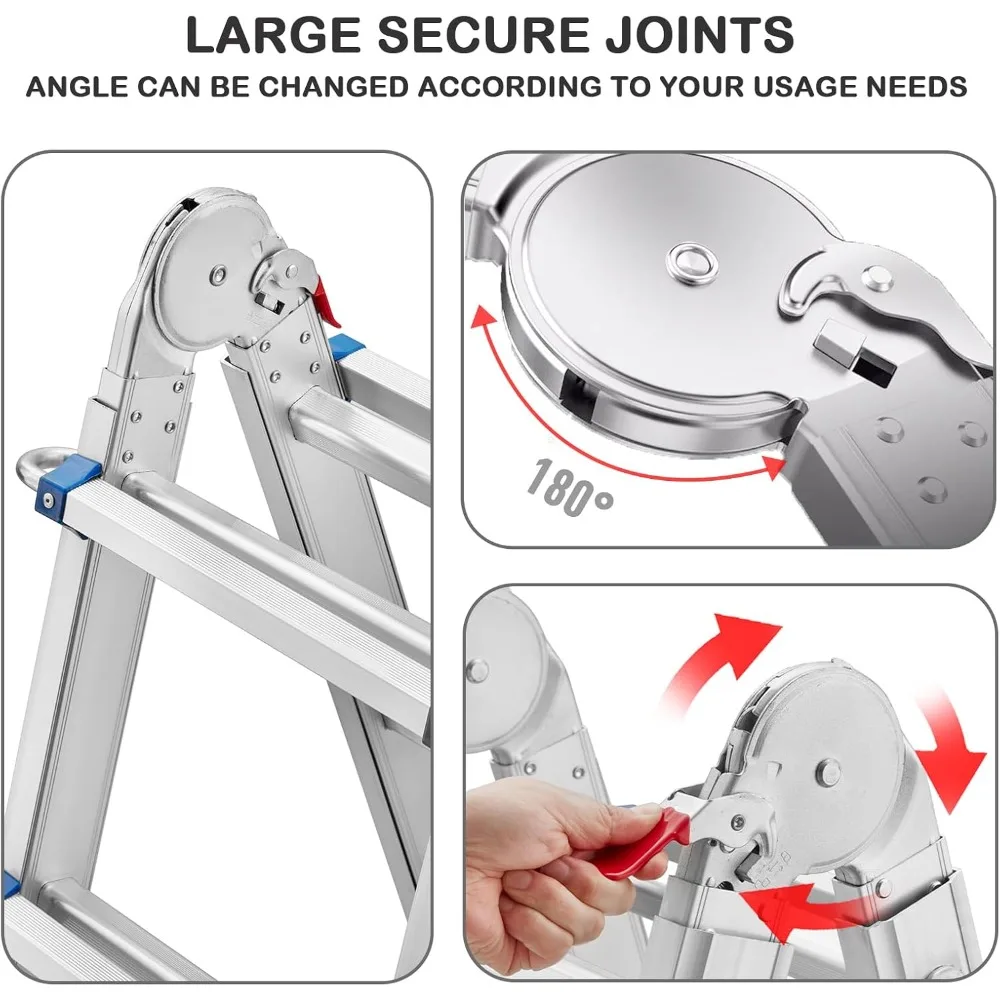 Фото Escalera de Aluminio Многофункциональная 5,1 м |   5x5 Pelda?os |   Escalera Telescópica 5 en 1 con Desmontable Ruedas y Base Triangular Re №4