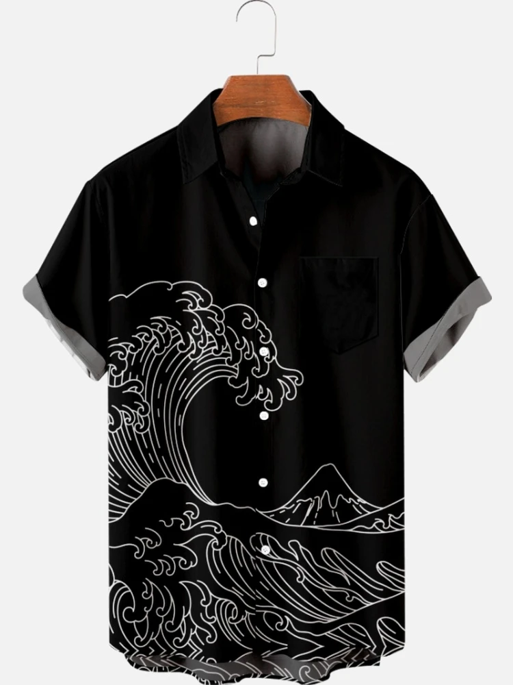 

2022 Men's Short Sleeve Lapel Shirt Large Size 3D Printed Men's Shirt with Pocke Men Shirts Ropa De Hombre 2020 De Marca
