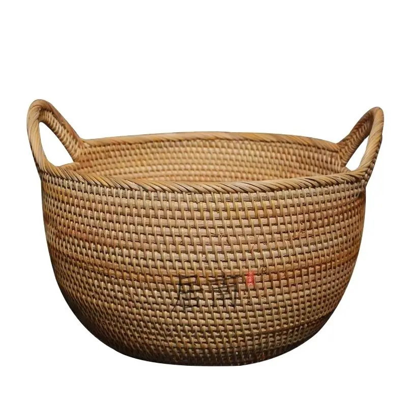 

CAMIGEL Woven Basket with Handle Fruit Basket Storage Basket Decoration Basket Woven Tray