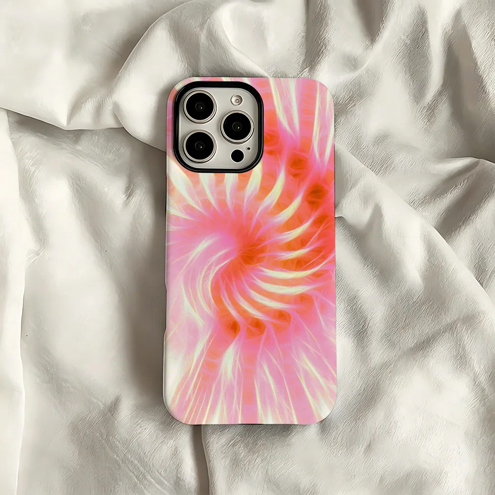 Фото Розовый чехол для телефона с фрактальным рисунком для iPhone 17, 17e, 16e, 16, 15, 14, 13, 12, 11, X, XS, XR, XSMAX, 7, 8, Air, Pro, Max, Plus, двухслойная задняя крышка №1
