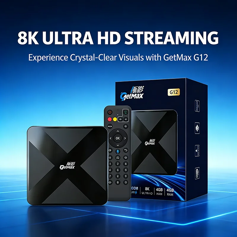 Фото Глобальная ТВ-приставка GetMax G12 на Android 12.0, поддержка 4K/8K, Bluetooth 5.2, Wi-Fi 6, 4 ГБ ОЗУ, 64 ГБ ПЗУ, многоязычная Smart TV приставка №1