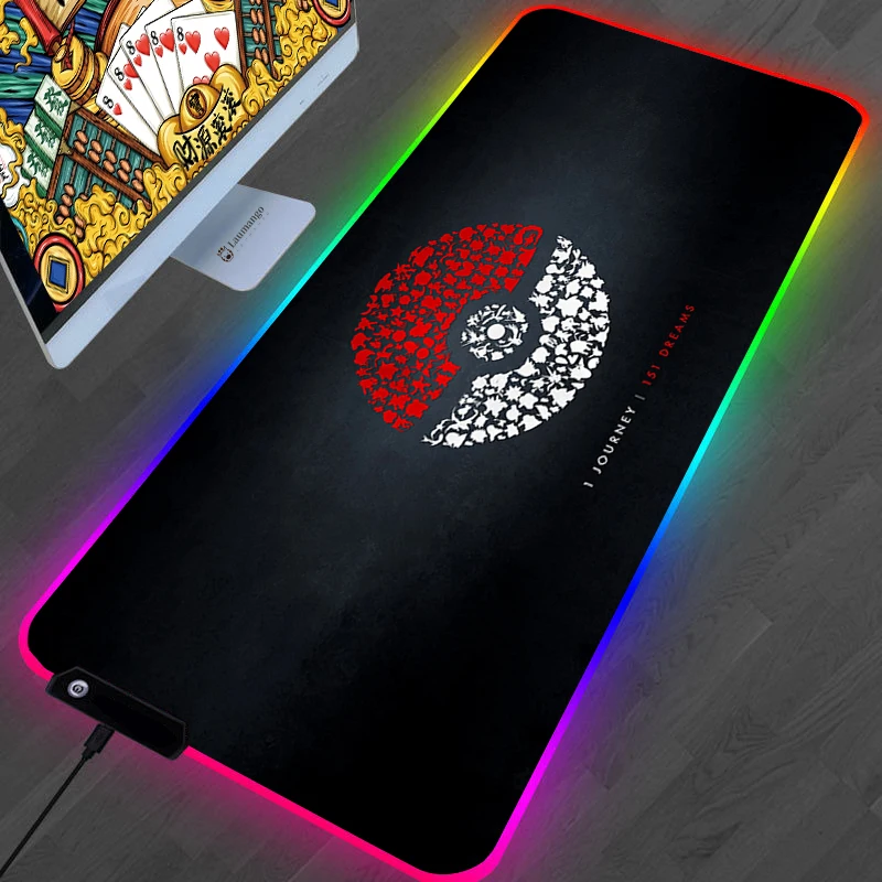 

Коврик с покемоном, настольные коврики, коврик для мыши, милые коврики, игровой коврик для клавиатуры, компьютера, Rgb коврик для мыши, аниме, П...