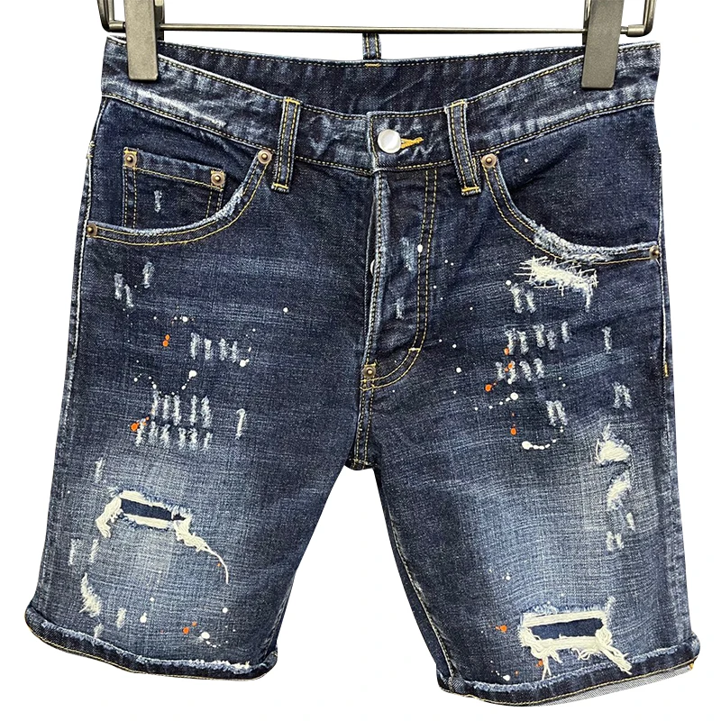 Star dsq Italian design jeans light wash patch paint spot hip hop slim fit elastic business pants original single high quality