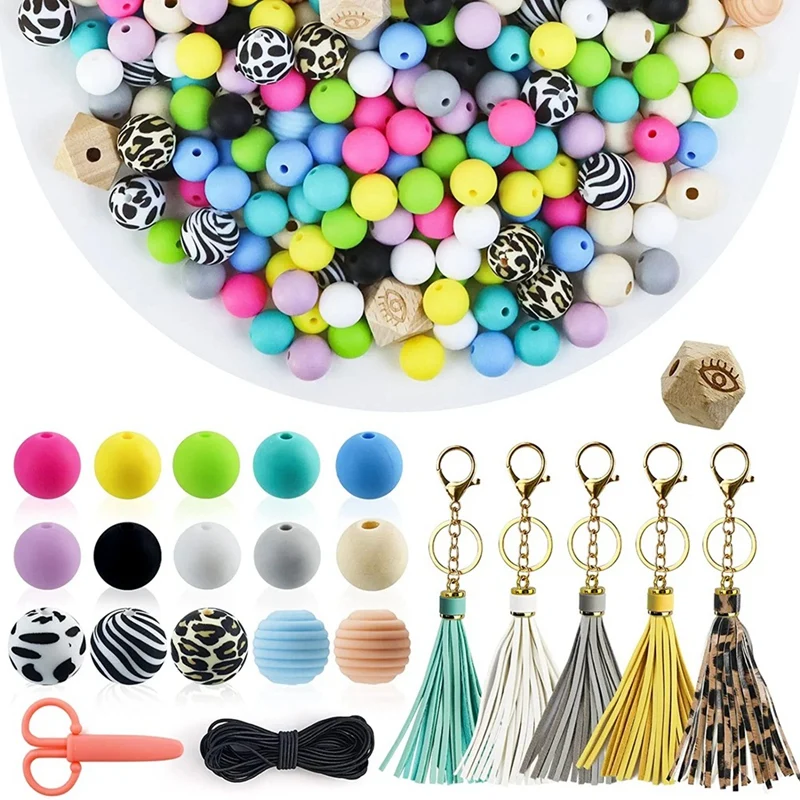 

255Pcs Silicone Beads 12Mm 15Mm Loose Beads 12Mm 15Mm Silicone Loose Beads For Making 15 Colors Bead Bracelet Making Kit