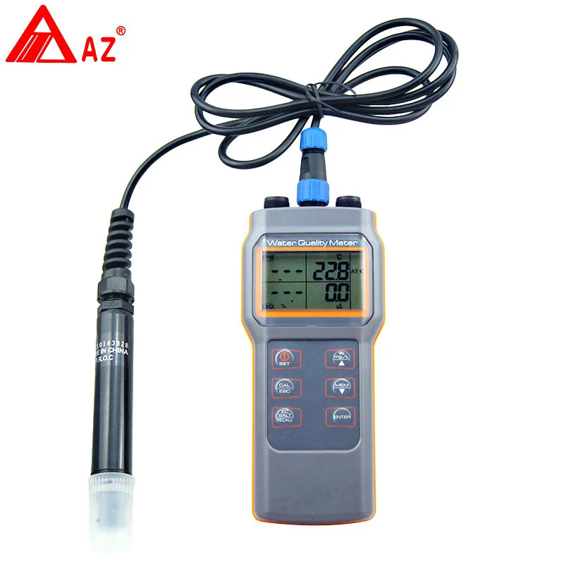 

AZ 8603 IP67 Water Quality Meter Portable DO Meter 5 in 1 Digital Temperature PH Conductivity Salinity Dissolved Oxygen Meter