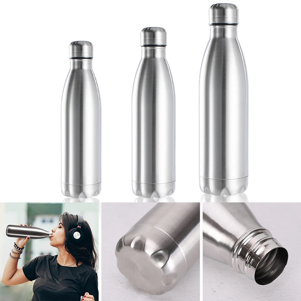 

500/750/1000ml Portable Outdoor Water Bottle Food Grade Stainless Steel Single Wall Leakproof Vacuum Cup Hot Cold Water Bottle