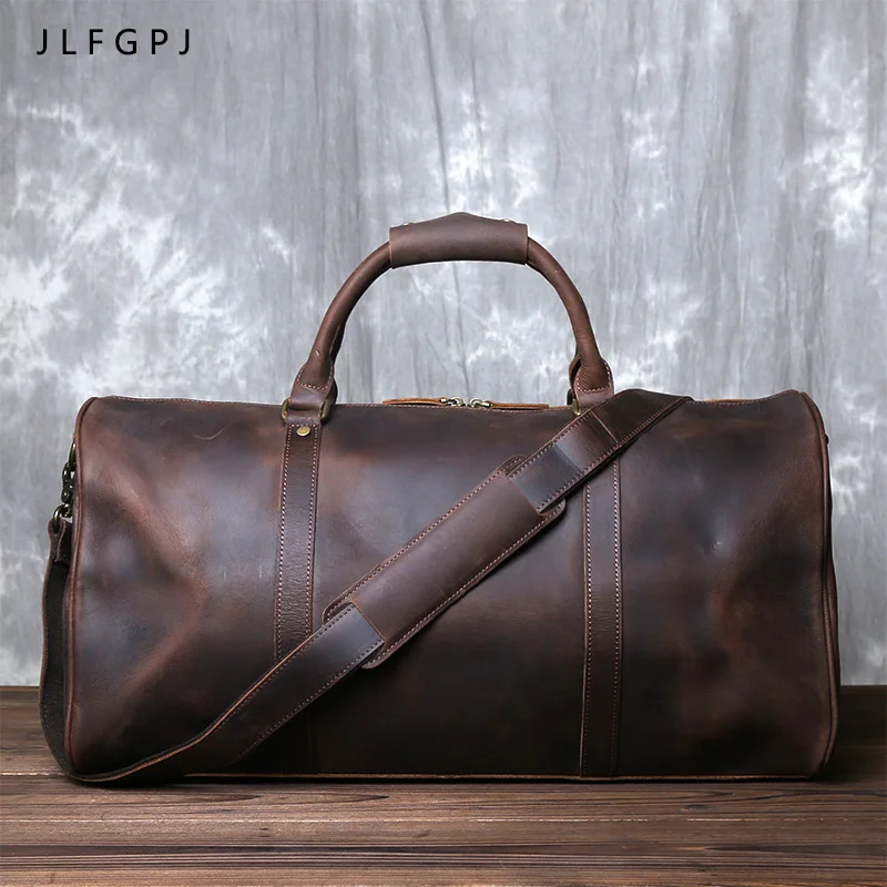 Crazy Horse Cowhide Large Capacity Single Shoulder Duffel Bag