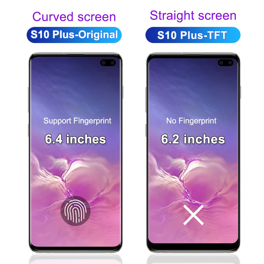 100% Tested for samsung s10 screen replacement, with frame Touch Panel Digitizer Assembly For samsung Galaxy s10 plus display enlarge