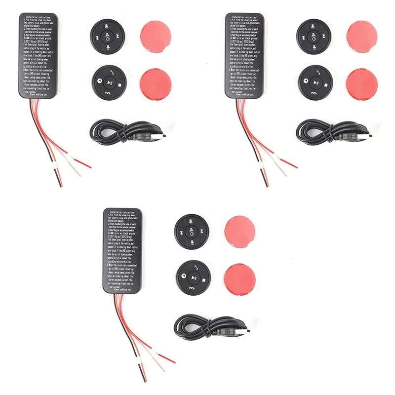 

3X 12V Universal Wireless Car Steering Wheel 10 Button Bluetooth Remote Controller Round For Stereo DVD GPS Player