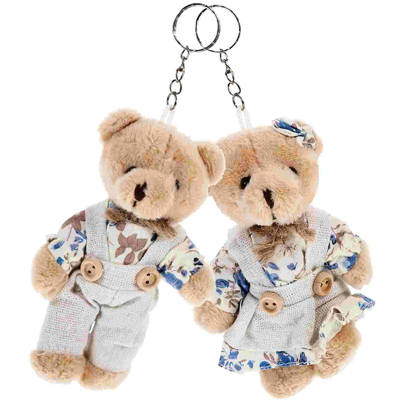 

6 pcs Bear Keyring Aesthetic Keychain Kids Party Favor Cartoon Backpack Pendant