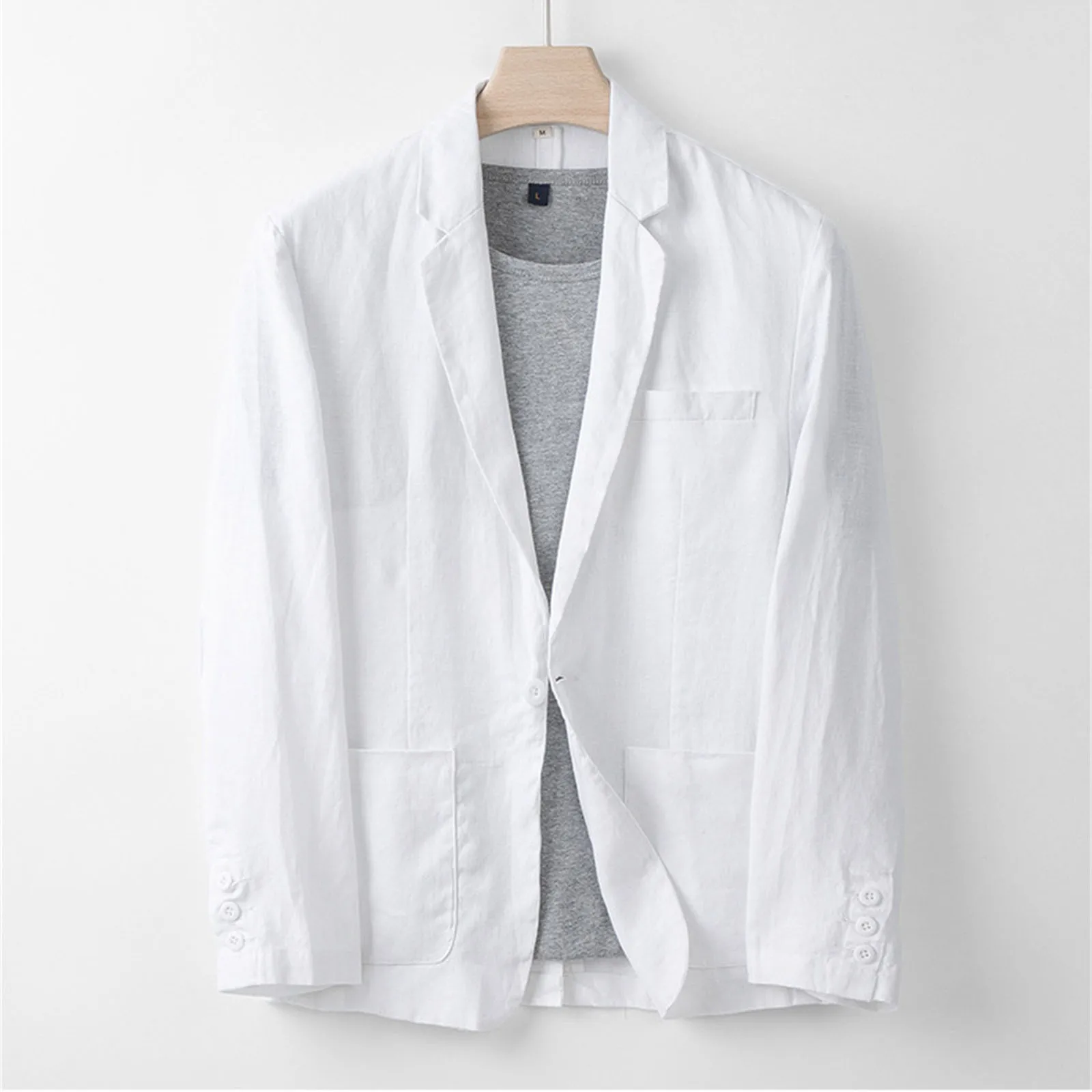 

Men's Casual Slim Fit Linen Jacket Lightweight 1 Button Sport Coat Jacket Casual Business Suits Wedding Party Chicken Suite