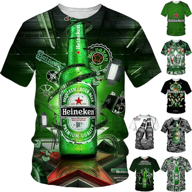 

2023 New Summer Men's T-shirt 3D Printed Beer Graphics Fashion Personality O Neck Short Sleeve Loose Oversized T-shirt Clothing