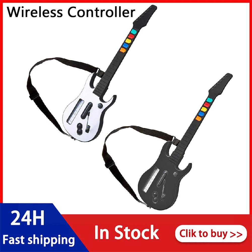 

Wireless Controller for PC PS3 Guitar Hero Rock Band 2 3 Games Adjustable Strap Guitar Pattern Gamepad Controller Accessories